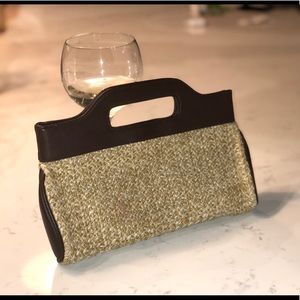 Brown woven clutch from the Loft